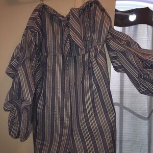 Blue and white stripped romper